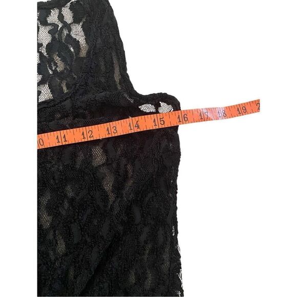 Voice Cropped Semi Sheer Lace Tank TopWide Strap Floral Sexy Rave Party - Picture 6 of 9